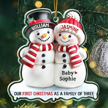 Personalized Christmas Family Ornament - First Christmas as a Family of Three